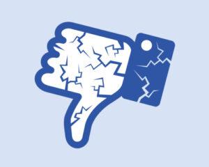 Cracked Facebook Icon Thumbs Down