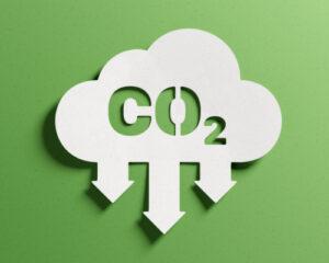 Green cloud co2 reduction carbon dioxide emissions symbol icon.