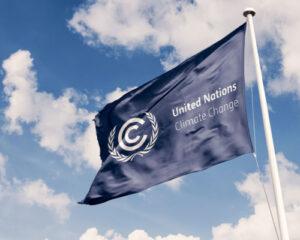 United Nations Framework Convention on Climate Change (UNFCCC) soon appears on a flag