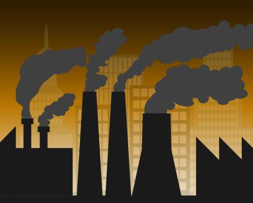 City and industry with air pollution