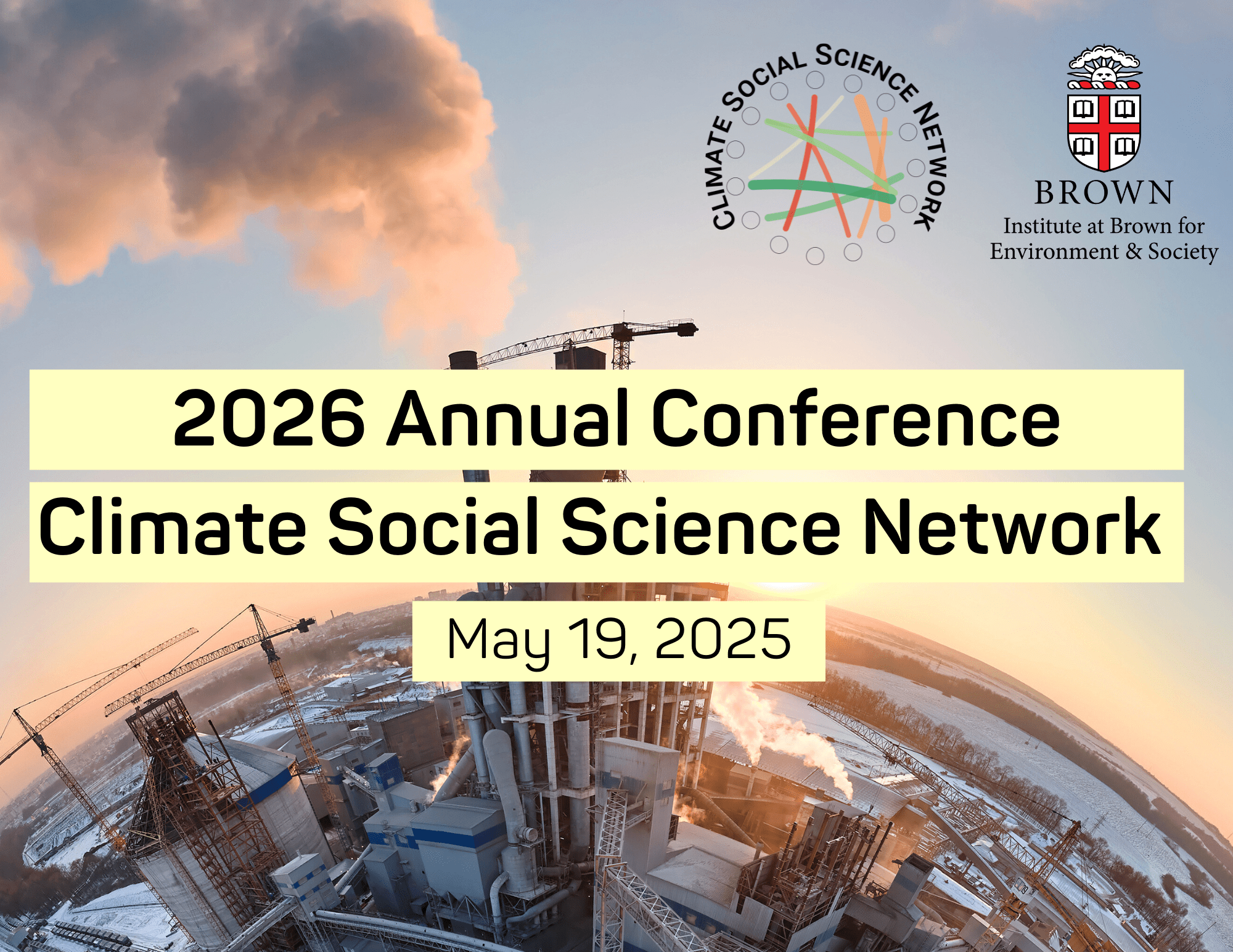 title of conference overlaid against background of a smokestack